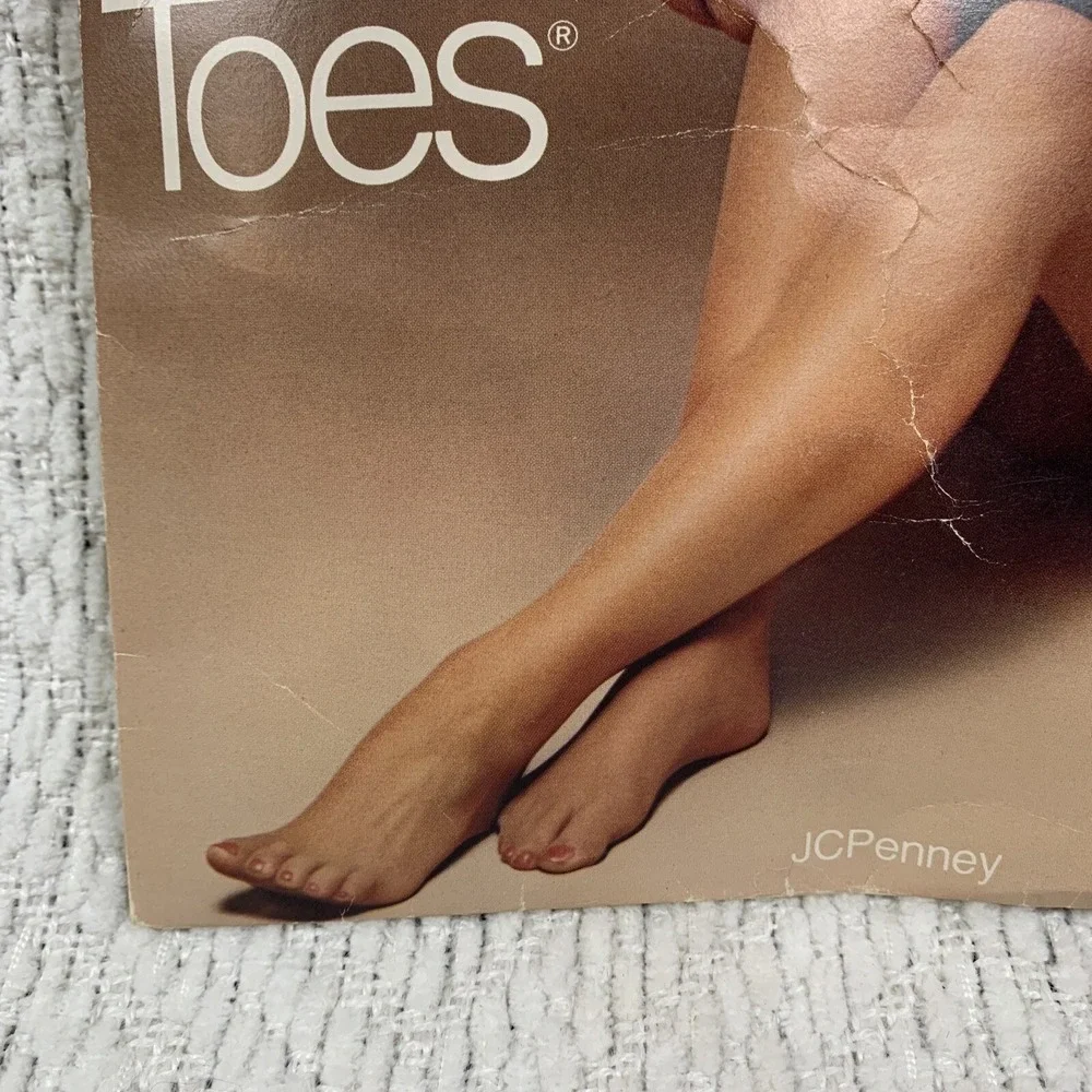 Vintage JCPenney Sheer Toes Pantyhose Size‎ Long Black 89 Long Wearing Pantihose
